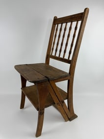 Antique Two in One Chair & Library Step Stool