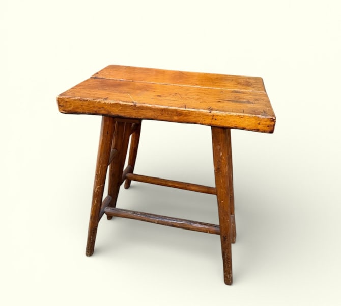 Habitant Adirondack Log Cabin Style End Table: Habitant Adirondack Log Cabin Style End Table. Made by Habitant Furniture from Michigan. Measures approximately 24 inches in height, 23 inches in width, 15 inches in depth. From a Lake Waccabuc, New