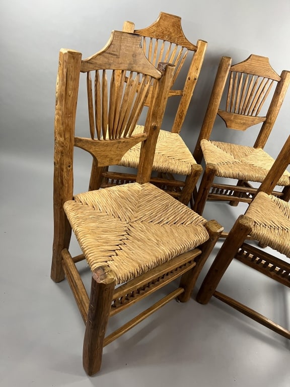 Adirondack Style Rough Hewn Log Dining Chairs - 4