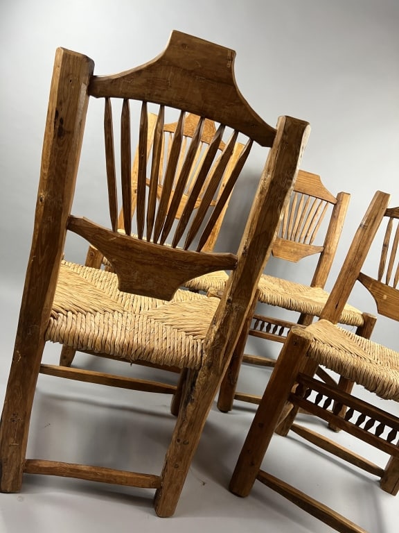 Adirondack Style Rough Hewn Log Dining Chairs - 8