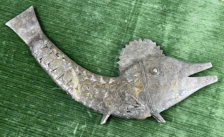 Antique African Benin Bronze Mossi Fish Sculpture