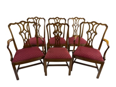 Six Antique English Chippendale Style Dining Chair