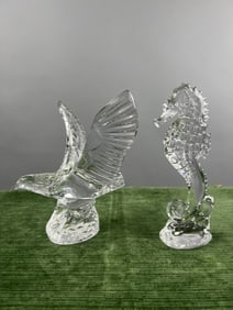 Waterford Crystal Art Glass Seahorse Eagle Statues