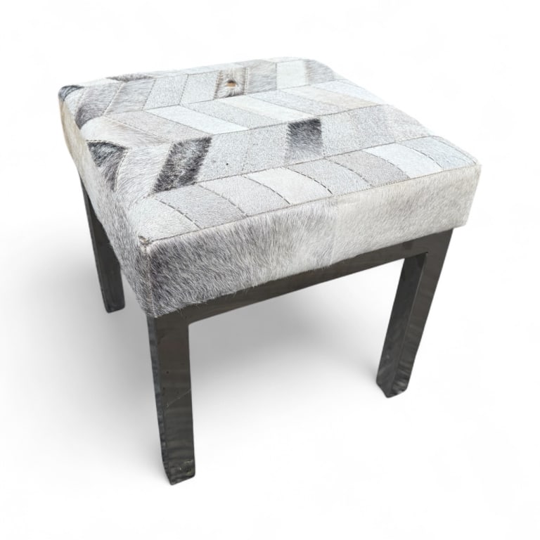 Contemporary Modern Chrome Stool w Cowhide (1 of 9)
