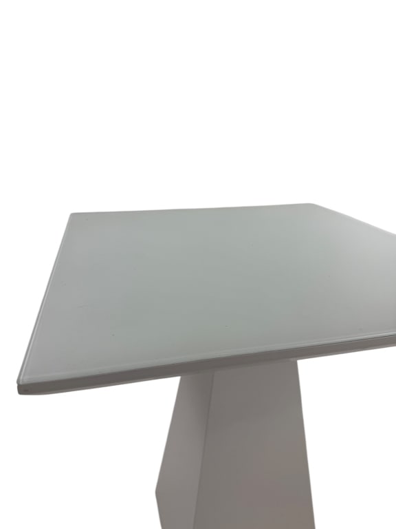 Custom Made White Lacquer Paint End Table - 3