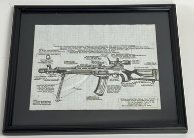 R W Barrett - Original Drawing in Custom Frame