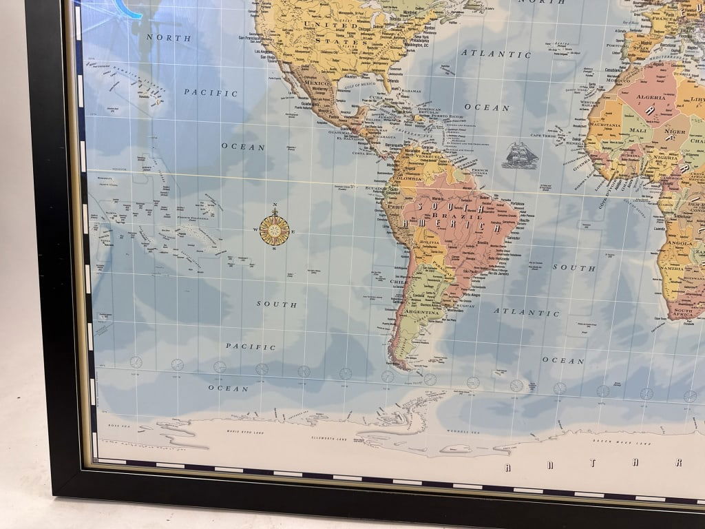 Large Scale Custom Framed World Map Print - 4