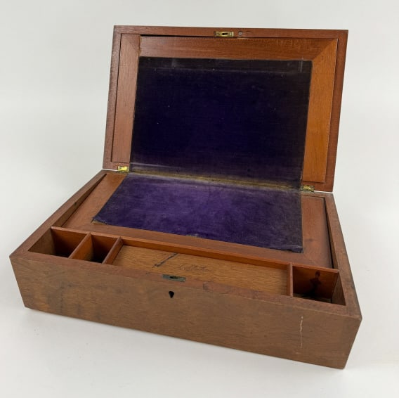 Antique 19th C Burl Wood Lap Desk Writing Box (1 of 12)