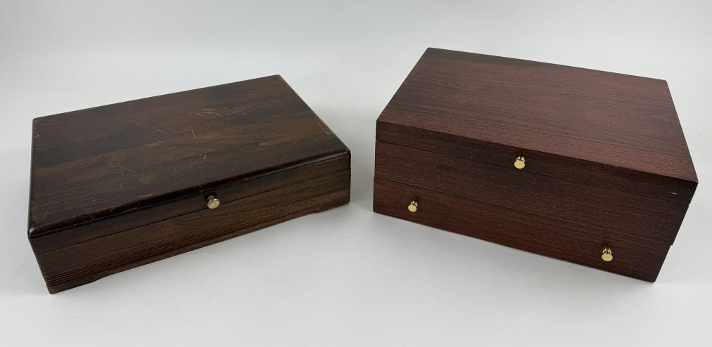 Two Vintage Mahogany Tone Silver Flatware Chests (1 of 11)