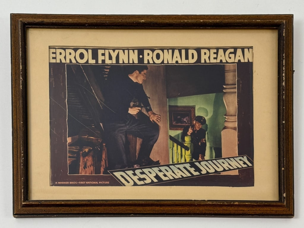 Vintage Framed Movie Poster - Desperate Journey: Vintage Framed Movie Poster Desperate Journey. Featuring Errol Flynn and Ronald Regan. Measures 13.5 x 17.5 inches.