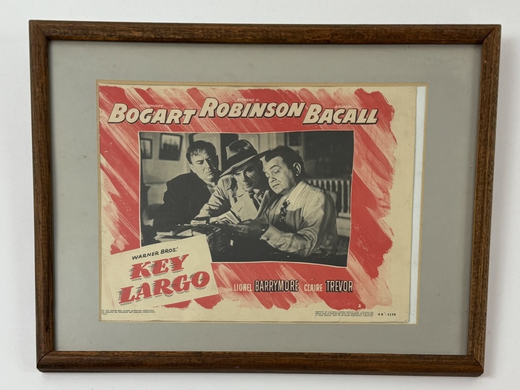 Vintage Framed Movie Poster - Key Largo: Vintage Framed Movie Poster - Key Largo. Starring Humphrey Bogart, Edward G Robinson and Lauren Bacall. Measures 15 x 19 inches.