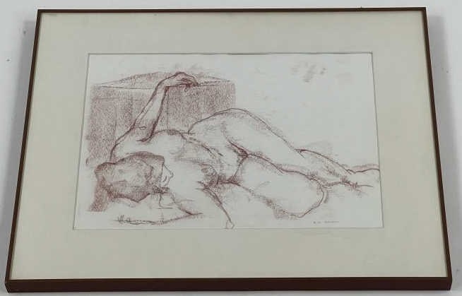 B D Gordon Mid Century Signed Female Nude Study: B D Gordon Mid Century Signed Female Nude Study. Framed. Measures 17.5 x 21.5 inches.