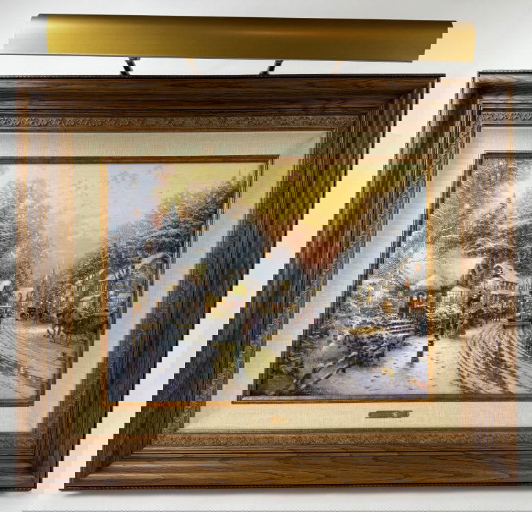 Thomas Kinkade Giclee Limited Edition Framed Print: Thomas Kinkade Giclee Limited Edition Framed Print. This is from a single owner collection of eight Thomas Kinkade's featured in this auction. Titled Village Christmas - Christmas Cottage VIII.