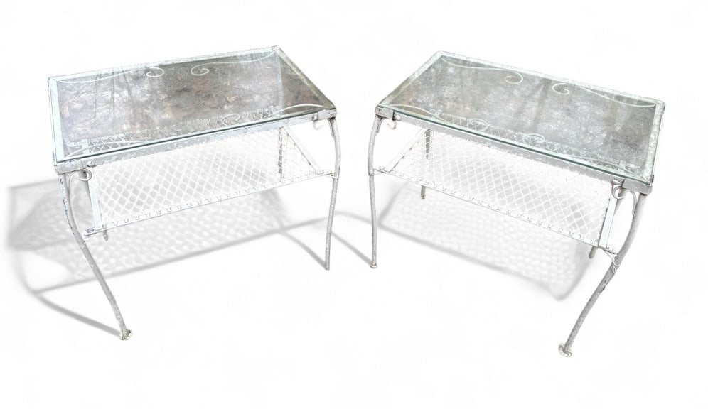 Outdoor Garden Mid Century Wrought Iron End Tables (1 of 8)