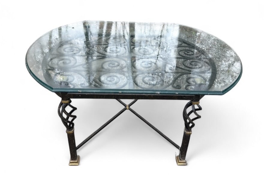 Custom Made Wrought Iron & Beveled Glass End Table (1 of 12)