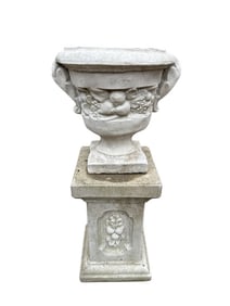 Vintage Garden Cast Stone Display Stand & Urn