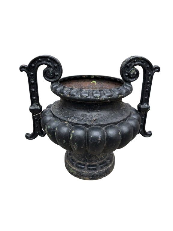 Antique 19th C Cast Iron Victorian Era Garden Urn (1 of 7)