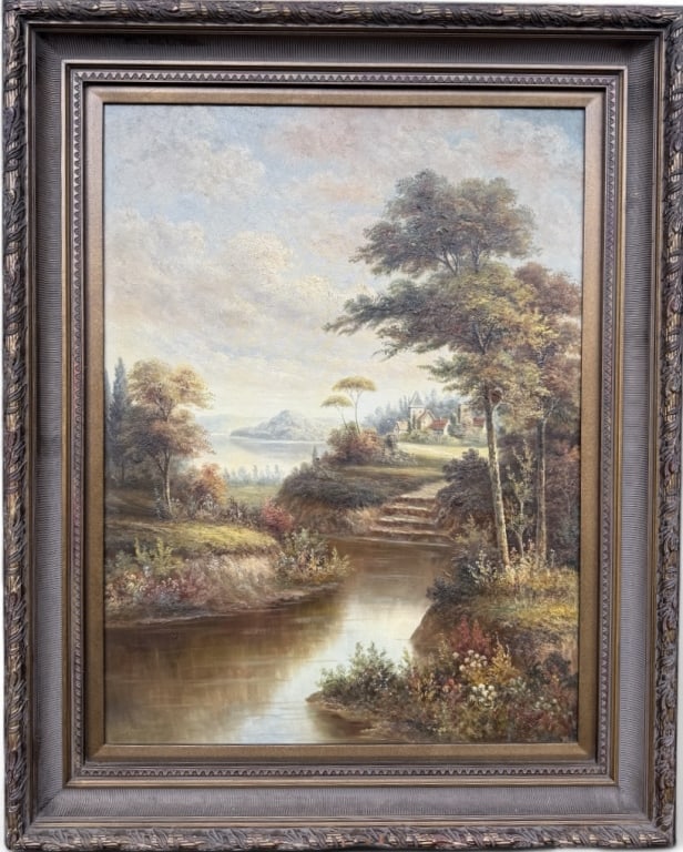 Large Scale Impressive European Castle Painting (1 of 11)