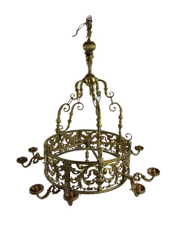 Impressive Bas Relief Ormolu 10 Arm Chandelier - 2