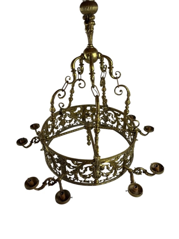 Impressive Bas Relief Ormolu 10 Arm Chandelier - 9