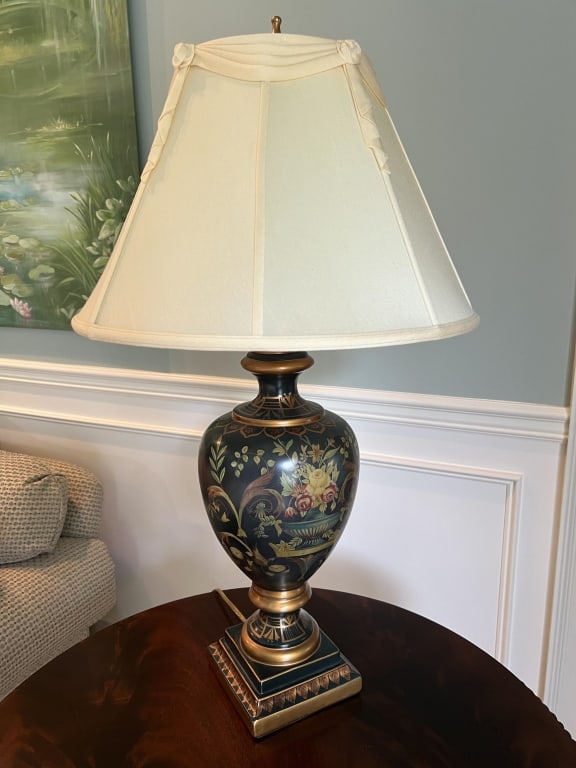 Vintage Hand Painted Floral Motif Table Lamp (1 of 4)