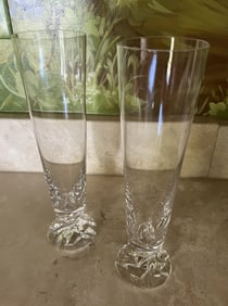 Pair of Tiffany & Co Art Glass Footed Flutes