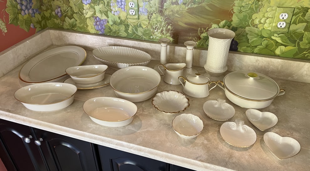 Vintage Lenox Gold Rim Porcelain Serving Pieces: Vintage Lenox Gold Rim Porcelain Serving Pieces & Decorative Items.