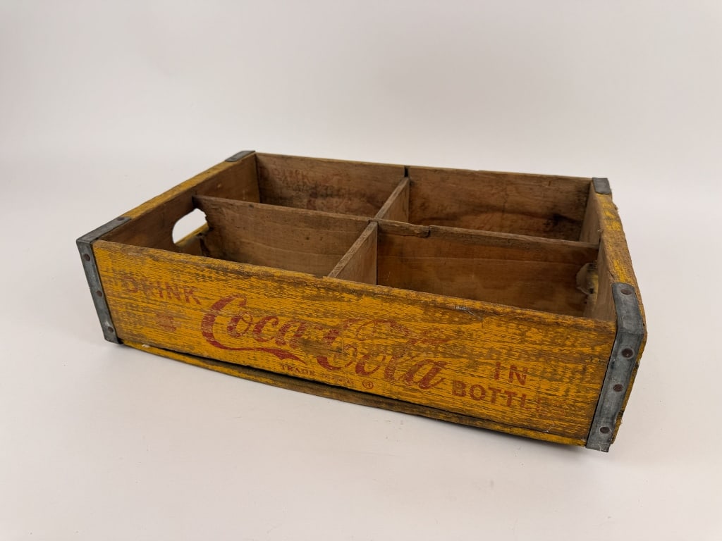 Antique Wooden & Yellow Paint Coca Cola Case (1 of 6)