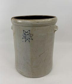 Large Scale Antique 10 Gallon Crock w Star Motif