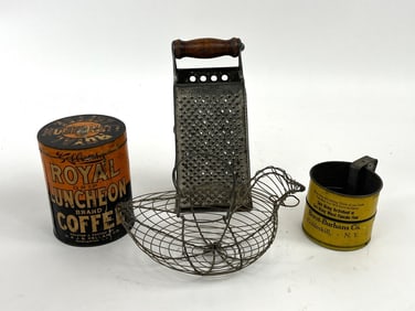 Antique Handmade Wire Chicken or Hen Egg Basket