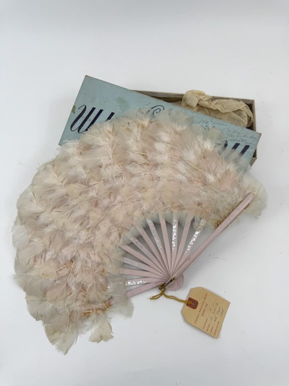 Antique Handmade White Feather Decorated Fan (1 of 11)