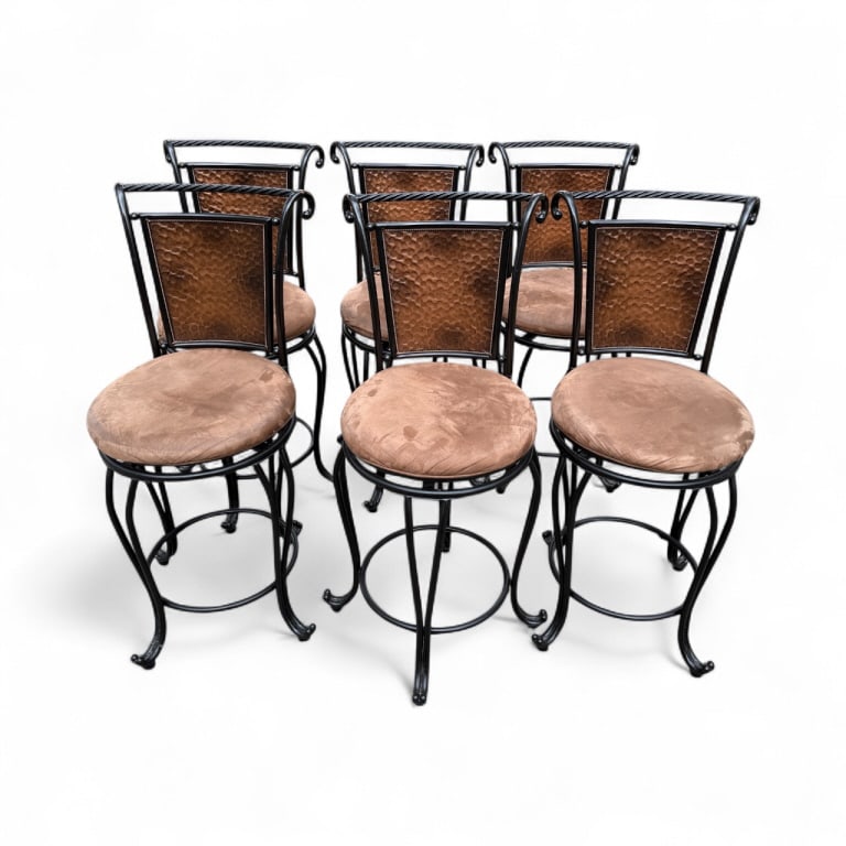 Six Copper & Suede Kitchen or Bar Counter Stools (1 of 13)