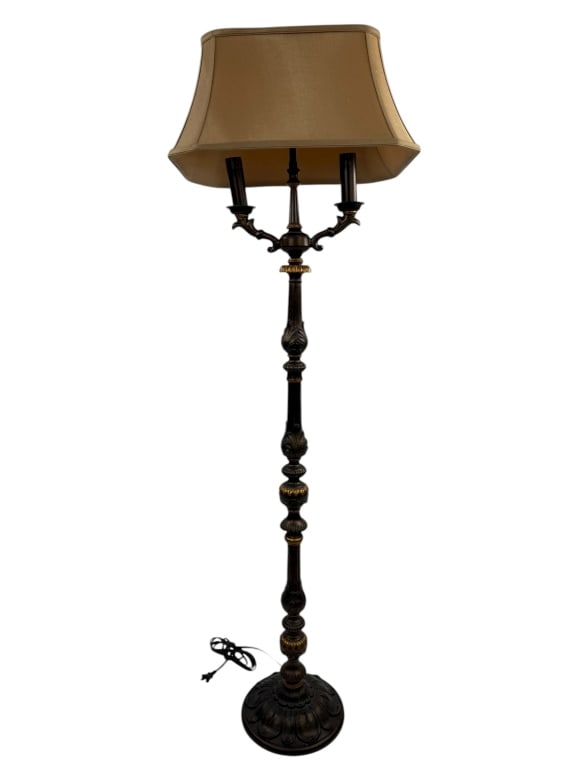 Neo Classical Style Floor Lamp w Silk Shade (1 of 9)