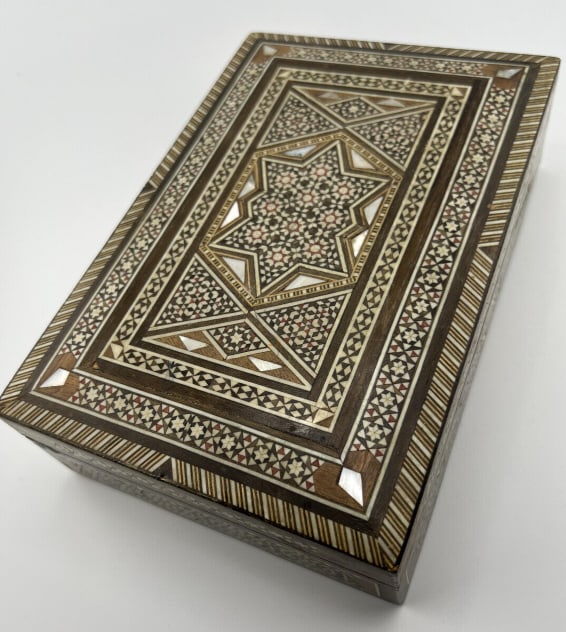 Indo Persian Micro Mosaic Marquetry Jewelry Box (1 of 7)