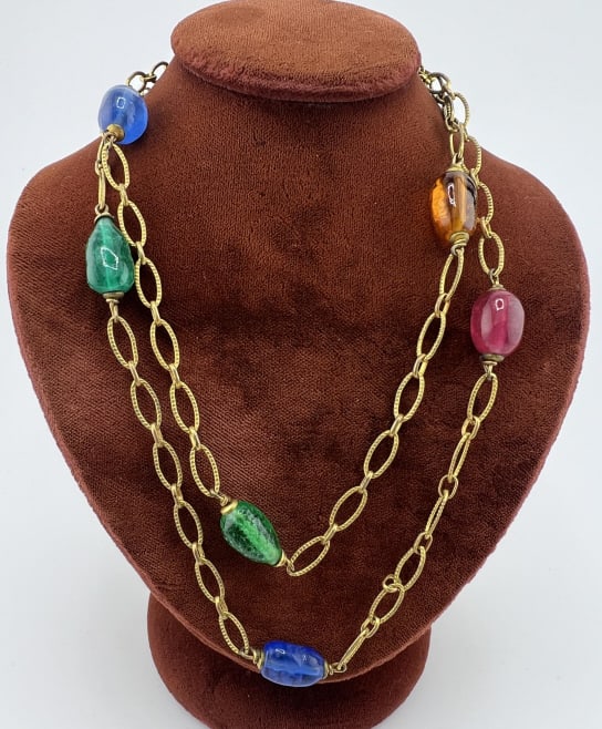 Vintage Chanel Style French Gripoix Glass Necklace (1 of 6)