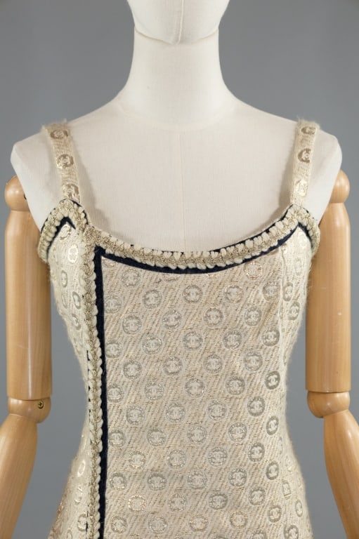 Vintage 1960s Chanel Couture Gold Lame Dress - 2