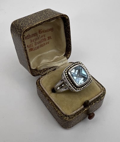 David Yurman Style Sterling & 14kt Topaz Ring (1 of 8)