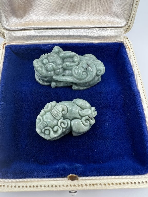 Two Chinese Carved Jade Foo Dragon Pendants - 5