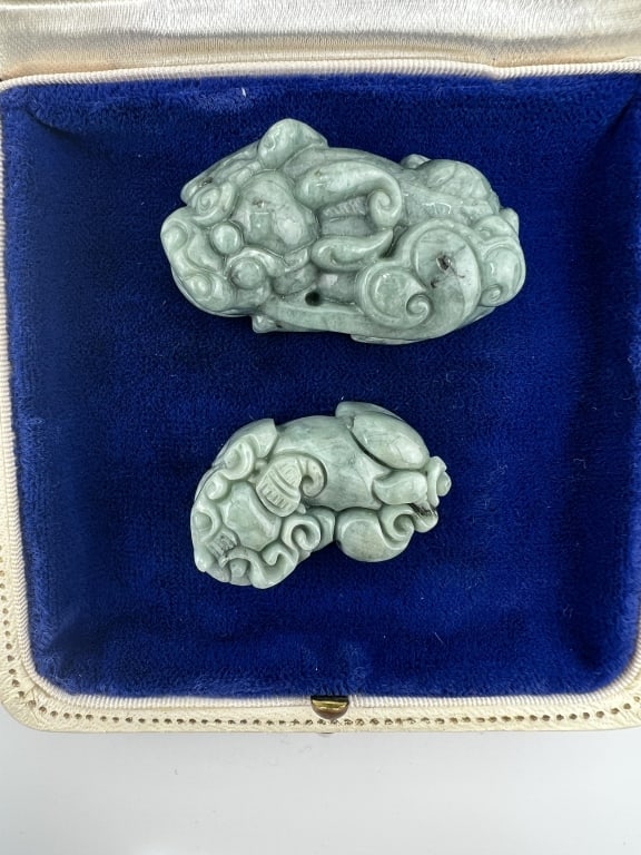 Two Chinese Carved Jade Foo Dragon Pendants - 6