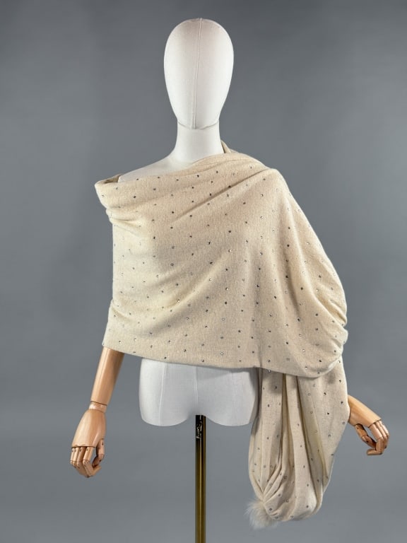 Vintage Adrienne Landau Knit Rhinestone Shawl Wrap (1 of 7)