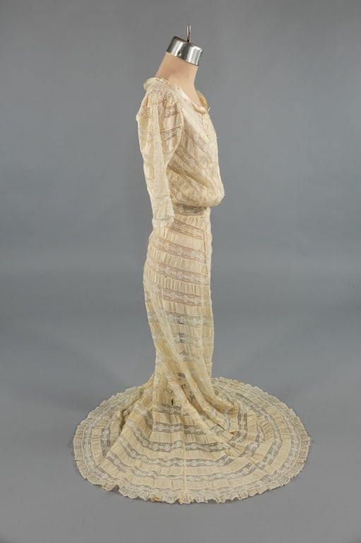 Antique Edwardian 1900s Silk Ribbon Lace Dress - 12
