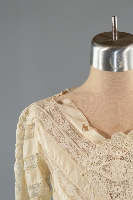 Antique Edwardian 1900s Silk Ribbon Lace Dress - 4