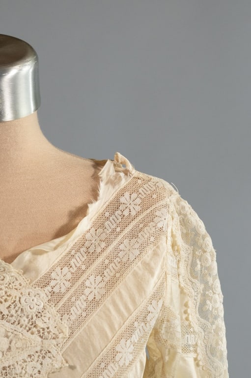 Antique Edwardian 1900s Silk Ribbon Lace Dress - 5