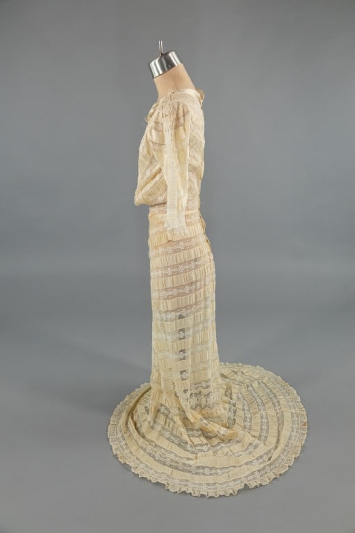 Antique Edwardian 1900s Silk Ribbon Lace Dress - 7