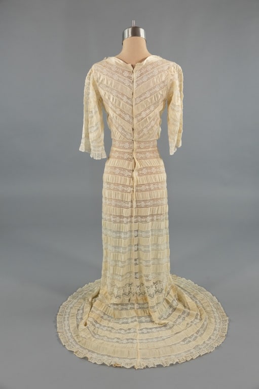 Antique Edwardian 1900s Silk Ribbon Lace Dress - 9