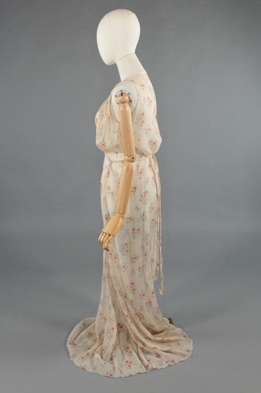 Vintage 1930s Floral Print Silk Smocked Slip Dress - 3