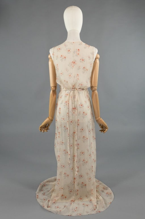 Vintage 1930s Floral Print Silk Smocked Slip Dress - 4