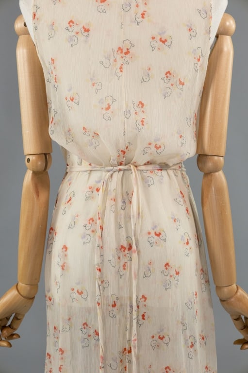 Vintage 1930s Floral Print Silk Smocked Slip Dress - 5