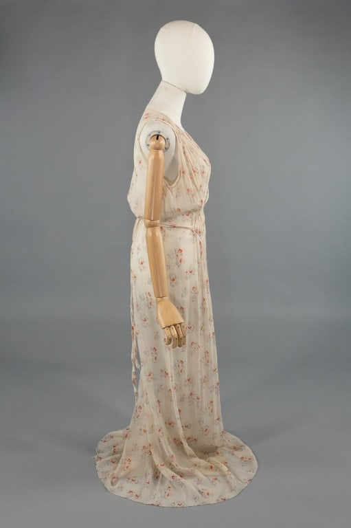 Vintage 1930s Floral Print Silk Smocked Slip Dress - 7