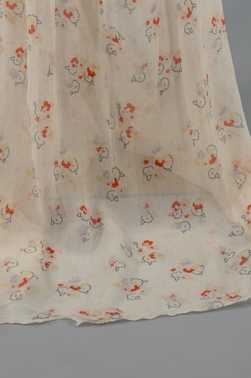 Vintage 1930s Floral Print Silk Smocked Slip Dress - 8